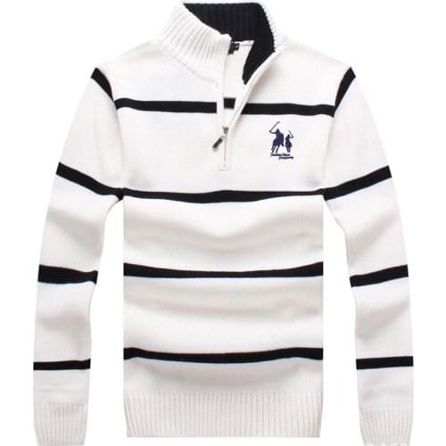 100% Cotton Top Quality 2020 Winter Mens Long Sleeve Knitted Sweaters Casual Striped Thick Knitted Outerwear Fashion Male Coats