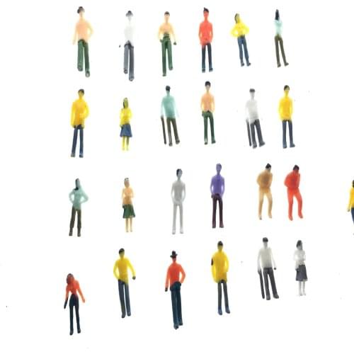 100pcs 1/75 Scale Model Color Figure Toys Architecture Miniature Painted People For Diorama Construction Scene Layout Kits