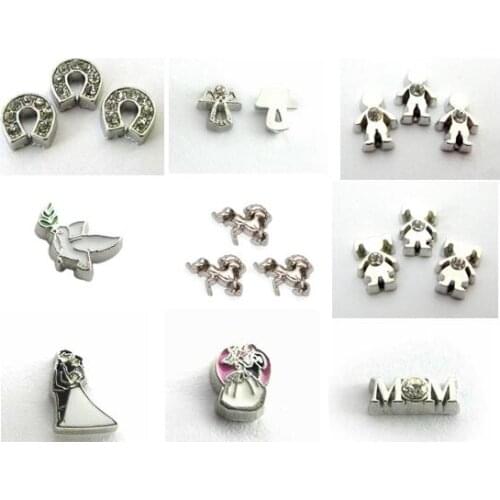 Multiple Choise 20PCS/lot dove horse bride mom boy girl horseshoe Floating Locket Charms Fit For Magnetic Locket Pendant