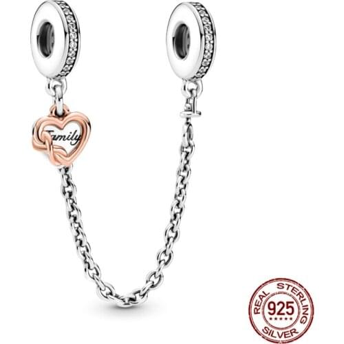 2021 New 100% 925 Sterling Silver Heart-Shaped Chain Charm Fit Original 3mm Bracelet&Bangle Women Birthday Fashion Jewelry Gift