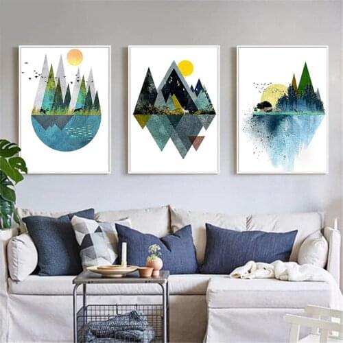 3Pcs Diamond Embroidery Abstract Geometric Mountain Landscape Wall Art Diy Diamond Painting Mosaic Picture Golden DecorZP-4178