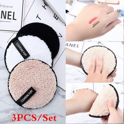3PCS Makeup Remover Puff Soft Microfiber Towel Cloth Pads Face Cleansing Reusable Washable Wipe Pads Natural Remover Lazy Use