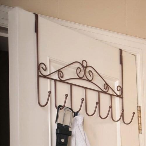 7 Hooks Over Door Bathroom Hanger Coat Clothes Hat Bag Towel Hanging Rack Holder Without Punching Household Products