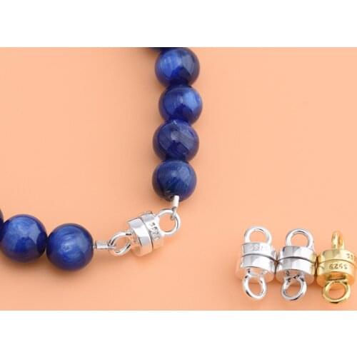 S925 sterling silver accessories, small magnet buckle, handmade DIY string beads make bracelet clasp