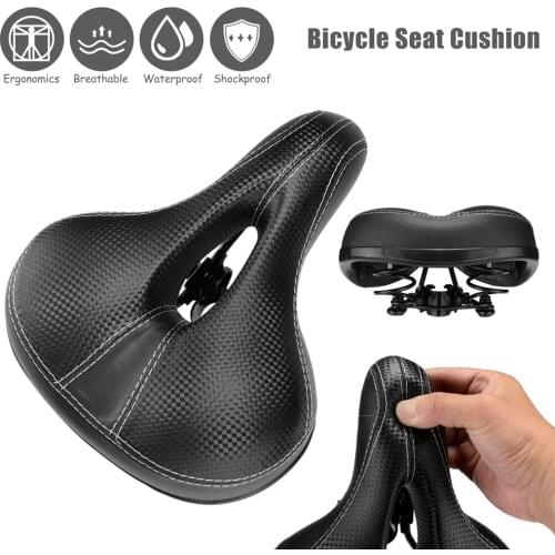 Bicycle Seat Shock Absorbing Hollow Bike Big Butt Saddle Road MTB Bike Cycling Wide Cushion Breathable Leather Soft Cushion Pad