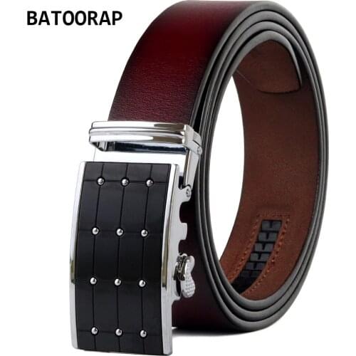 BATOORAP Designer Belts Men Wine Red Vintage Genuine Leather Cowboy Belt For Fashion Jeans Automatic Buckle Alloy BA-FGZ002