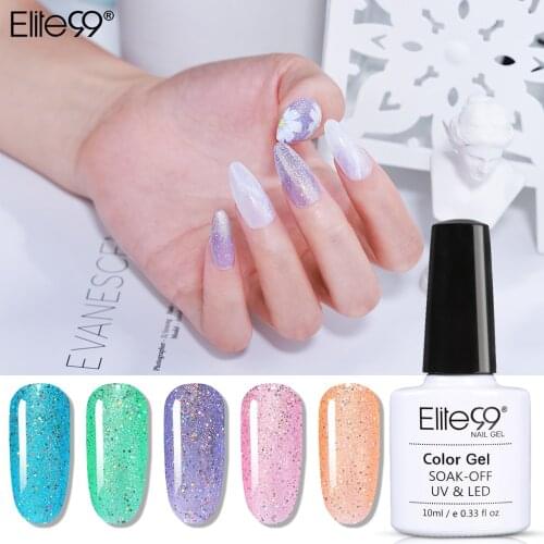 Elite99 10ml Rainbow Glitter Color Gel Nail Polish Soak Off Shiny Shimmer UV Gel Polish Nail Art Vernis Semi Permanent Lacquer