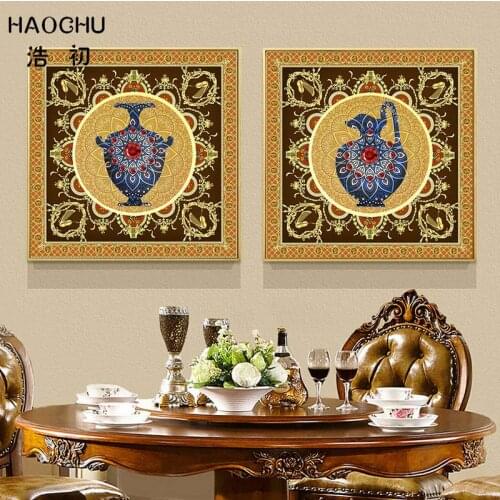 HAOCHU European Court Retro Vase Abstract Pattern Art Print Poster Decor Picture Wall Sticker Hotel Entrance Decor Unframed