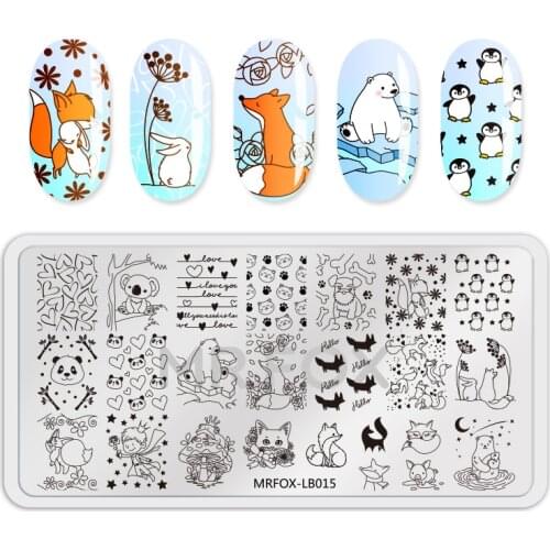1pc Nail Art Stamping Plates New Arrived Flowers Cute Penguin Fox Summer Ocean Image Stamping Nail Art Template Manicure Plate