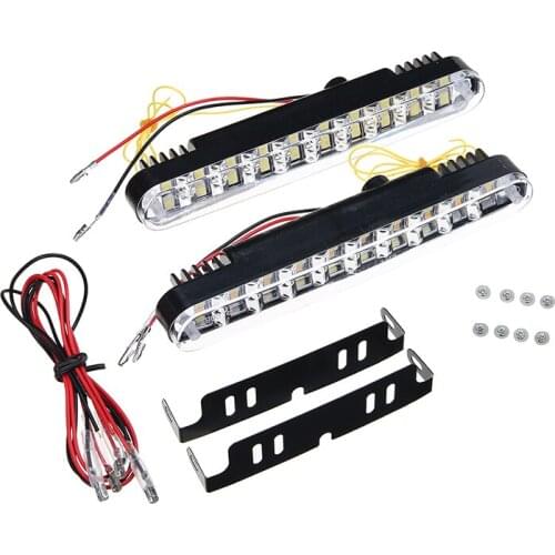 Mayitr 1 pair 12V 12W LED Car White Day-time Running Light Yellow Driving Turn Signal Fog Lamp For Truck SUV Trailer RV Parts