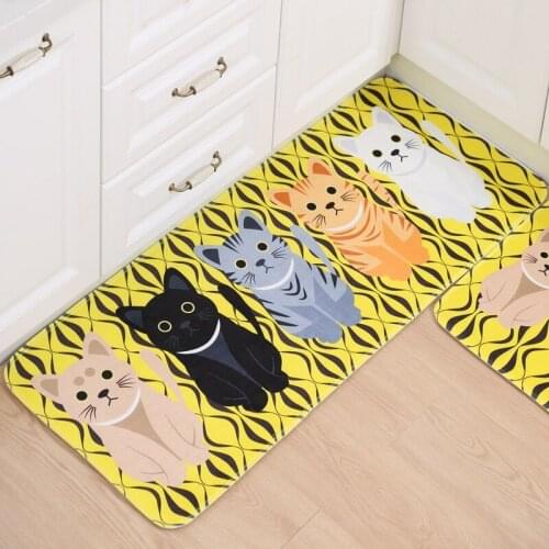 Kawaii Welcome Floor Mats Animal Cat Printed Bathroom Kitchen Carpets Doormats Cat Floor Mat For Tapete Room Anti-Slip Living