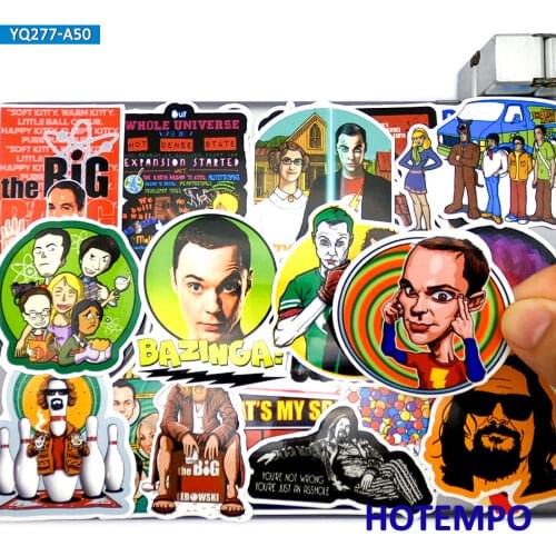 50pcs Classic TV Series Humor Comedy Style Big Bang Stickers for DIY Laptop Suitcase Skateboard Phone Pad Case Decals Stickers