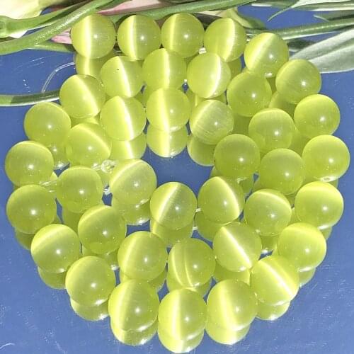 Natural Stone Yellow Cat Eye Opal Glass Loose Spacer Moonstone Beads For Jewelry Making DIY Bracelet Findings 4/6/8/10MM 15"Inch