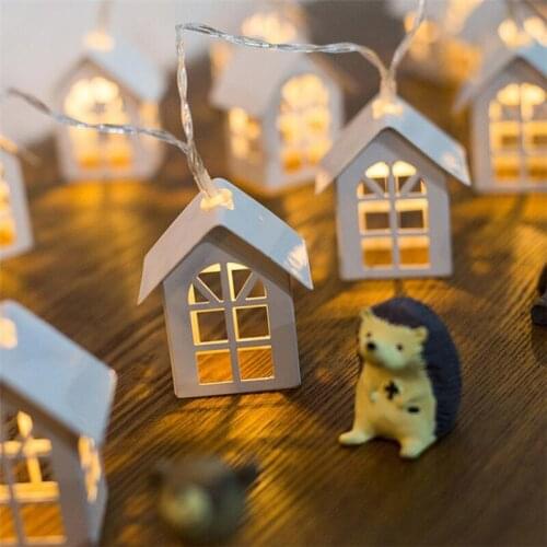Small House String Lamp Warm White Atmosphere Lamp Christmas Decorative String Lights LED Nordic Style Room Decor Aesthetic