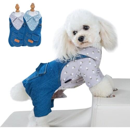 Dog Clothes Winter Fashion Jeans Doggie Jumpsuit Kawaii Comfortable Pet Puppy Autumn Cloth for Small Dogs Chihuahua Teddy S-XXL