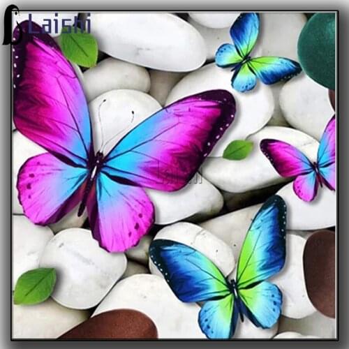 Full square diamond painting White pebbles kit, diamond embroidery butterfly rhinestone cross stitch art crafts, wall decoration