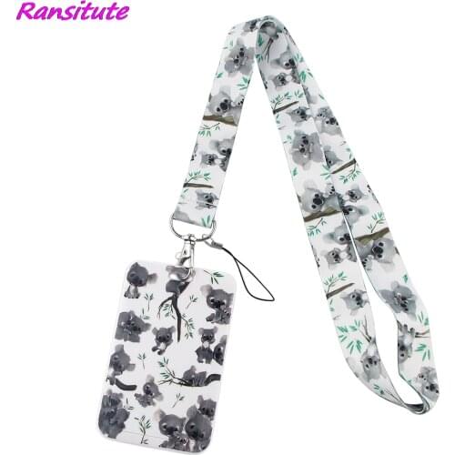 Ransitute R1683 Australian Koala Lanyard Card Holder Student Hanging Neck Mobile Phone Lanyard Badge Subway Access Card Holder