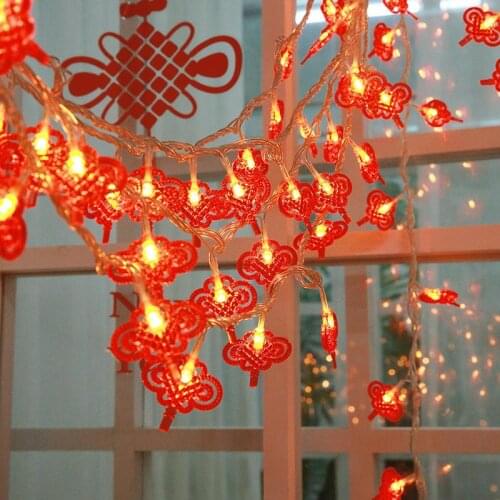 LED Chinese Knot Red Lanterns String Light Christmas Spring Festival Hanging Pendant Decor