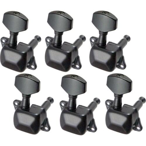 Tooyful 6 Pieces Semiclosed Iron Tuning Pegs Tuners Machine Heads 6R for Electric Guitar Parts Black