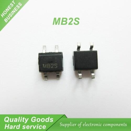 10pcs free shipping MB2S SOP-4 bridge rectifier 200V 0.5A new original