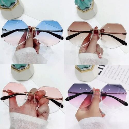 Rimless Polygonal Womens Sunglasses Design Fashion Trend Night Vision Eyewear Alloy Classic Designer Shades UV400 Eyewear