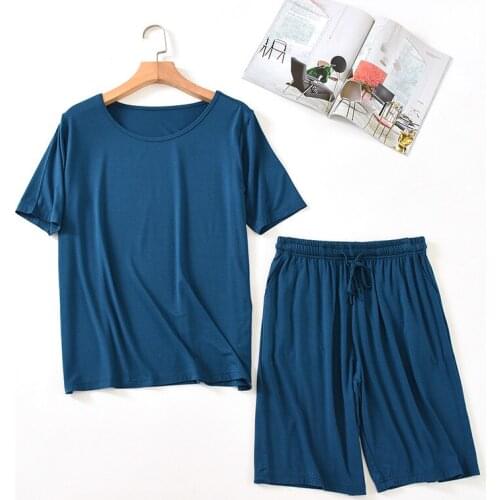 Female Short Sleeve Shorts 2PCS Pajamas Suit Summer New Modal Home Clothes Casual O-Neck Sleepwear Loose Nightwear M-XXL Pijama