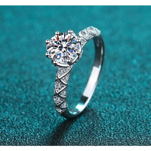 Passed Diamond Test Excellent Moissanite Ring 925 Sterling Silver Perfect Cut 1Ct Gem Ring Fashion for Women Wedding Luxury