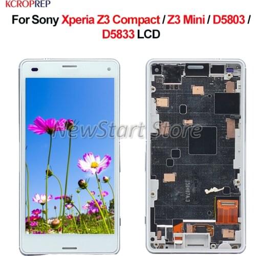 For Sony Xperia Z3 Compact LCD For Sony Xperia Z3 Mini D5803 D5833 lcd Display Touch Screen Digitizer Assembly With Frame 4.6"