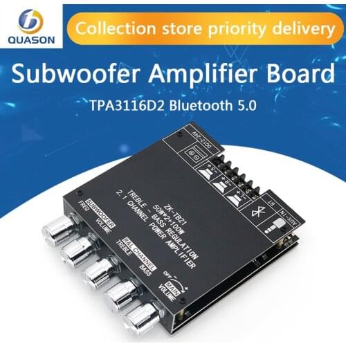 ZK-TB21 TPA3116D2 Bluetooth 5.0 Subwoofer Amplifier Board 50WX2+100W 2.1 Channel Power Audio Stereo Amplifier Board Bass AMP