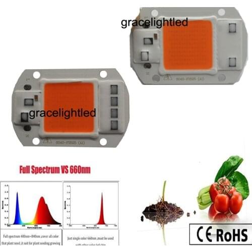 1pcs Hydroponice AC 220V 20w 30w 50w led grow chip full spectrum 380nm-840nm for indoor led grow light