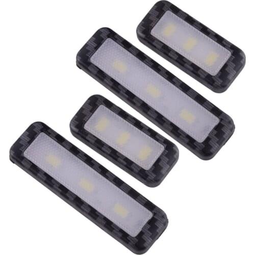 12V 3W 4Pcs Universal Carbon Fiber Style Car Interior Door Handle Bowl White LED Ambient Atmosphere Light