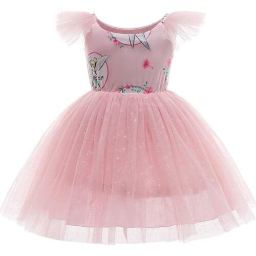 2021 Summer Girl Clothes Kids Sleeveless Dresses For Girls Lace Printed Dress Baby Birthday Party Wedding Dress Children Costume