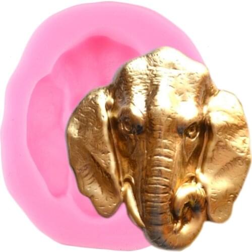 3D Elephant Head Silicone Mold Cupcake Topper Fondant Cake Decorating Tools Candy Chocolate Gumpaste Moulds Jewelry Resin Mould
