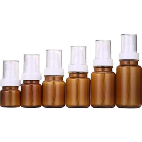 40ML 60ML 80ML 100ML 130ML 160ML X 20 Brown Empty Cream Plastic Bottle Essential Lotion Treatment Pump Container Cosmetic Jar