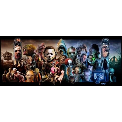 5D DIY Full Diamond Painting Classic Horror Villains and Monsters MASH UP Movie Character Collage Cross Stitch Wall Sticker Gift