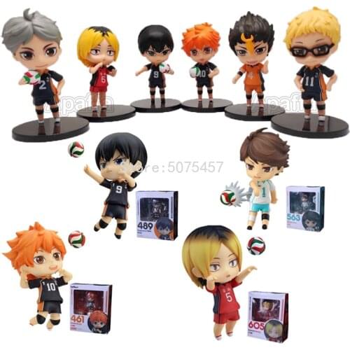 6pcs/set Haikyuu Anime Figure 616# Kei Tsukishima Action Figure 605# Kozume Kenma 461# Hinata Shoyo 489# Tobio Kageyama Figurine