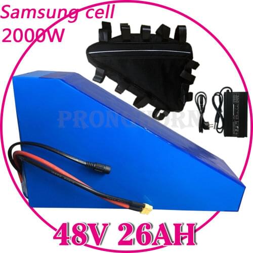 Duty Free 48V 1000W 2000W Triangle Battery 48V 13Ah 15Ah 16Ah 18Ah 20Ah 25Ah Electric Bicycle Lithium Battery with Bag+ Charger
