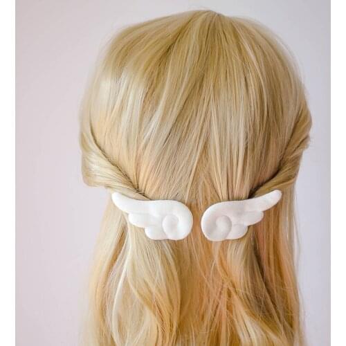 Anime Angel Wings Hair Accessories Girls Kids Cartoon Cute Plush Non Slip Bobby Pins Hair Clips Barrettes Headwear Hairpins
