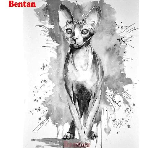 Diamond Painting black white art Sphynx Cat Diamond Embroidery Full Display Diamond Mosaic Cross Stitch Kit Animals Bead Needle