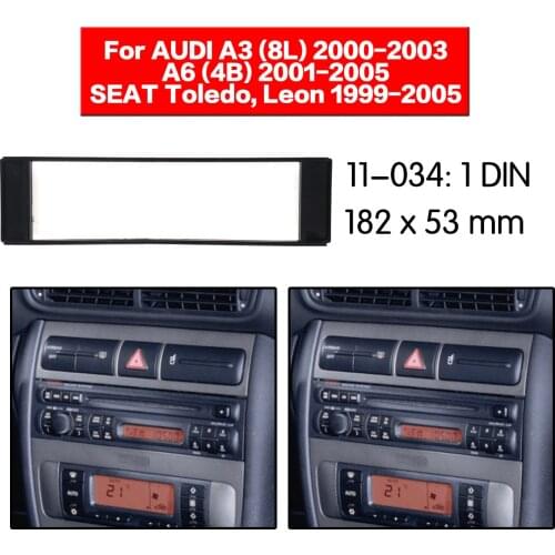 Stereo Panel Plate Car Radio Fascia Surround For AUDI A3 (8L) 2000-2003 SEAT Toledo Leon 1999-2005 DVD Refitting Frame Dash Kit