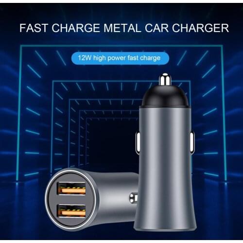 12W Dual USB Mini Car Charger Fast Phone Charge For iPhone 12 11 Pro X XS XR Max 6 7 8 Plus iPad Xiaomi Samsung Huawei LG