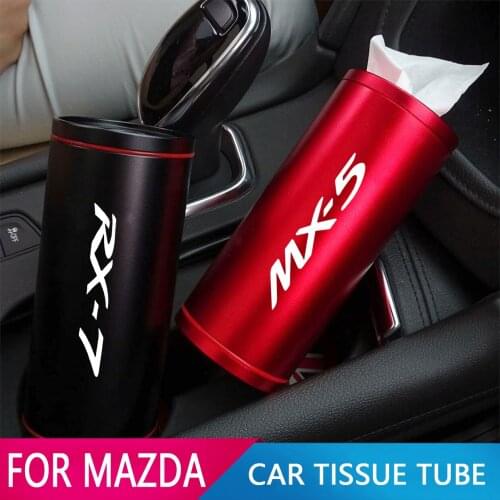 Auto Tissue Boxes Car Cup Holder Cylinder Tissue Box For Mazda MPS DEMIO CX-30 CX-9 CX-8 CX-7 CX-5 CX-3 BT-50 BIANTE ATENZA