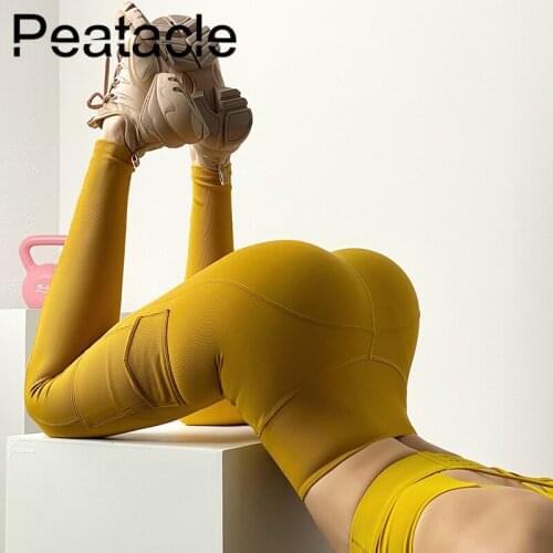 Peatacle Thread Tooling Style Pockets Yoga Pants Womens Tights High Waist Fitness Leggings Sports Trousers Gym Workout Sexy