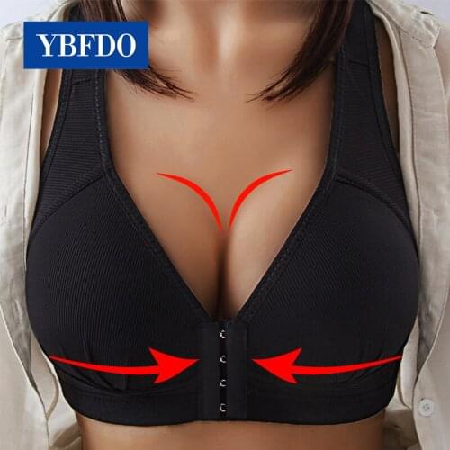 YBFDO Women Fashion Sports Bra Seamless Sexy Cotton Underwear Brassiere Front Buckle Closure Breathable Yoga Tops Lingerie