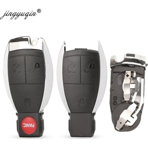 Jingyuqin 3/4 Button Remote Car Key Case Fob Shell for MERCEDES BENZ C E R S CL GL SL CLK SLK W203 fob + Battery Holder Clamp