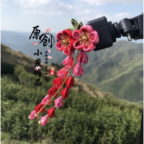 DIY Japanese Kimono Sakura Hair Accessories Flower Decoration Hairpin Long Tassel Headwear for Women Ancient Costume Side Clip