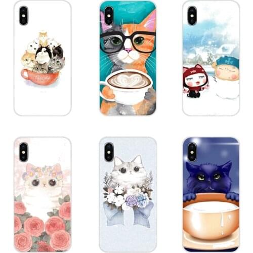 For Samsung Galaxy S4 S5 MINI S6 S7 edge S8 S9 S10 Plus Note 3 4 5 8 9 Cute Cup Cat Accessories Phone Shell Covers