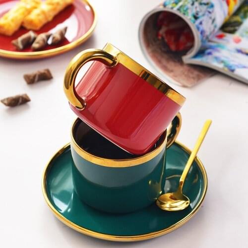 Ceramic Tea Simple Cup And Saucer Espresso Coffee Cappuccino Travel Coffee Cup And Saucer Tasses Expresso Tea Cups QJJ60BYD