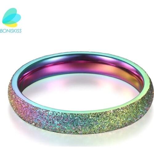 Boniskiss HOT Selling Accessories Wholesale Newest Fashion Jewelry Stainless Steel Rainbow Rings For Women