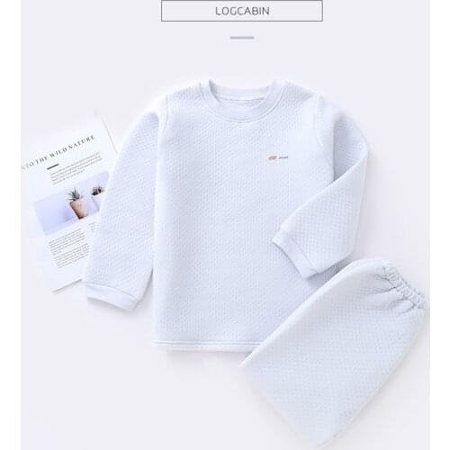 Unisex Kids Clothes Boys Sets Solid Color Thicken Warm Autumn Winter Long Sleeve Tops Pants 2pcs Girls Outfits